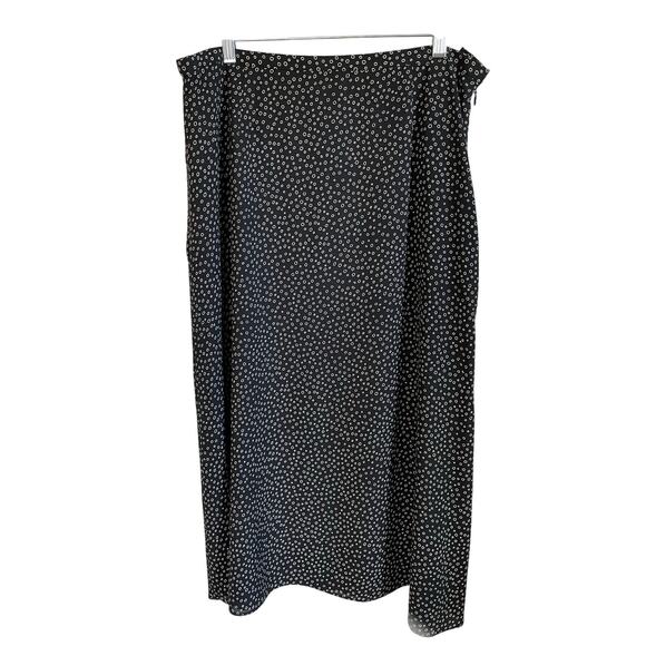 Talbots Pure Silk Maxi Skirt Size 16P Black White Polka Dots Lined Long Plus - Picture 1 of 7